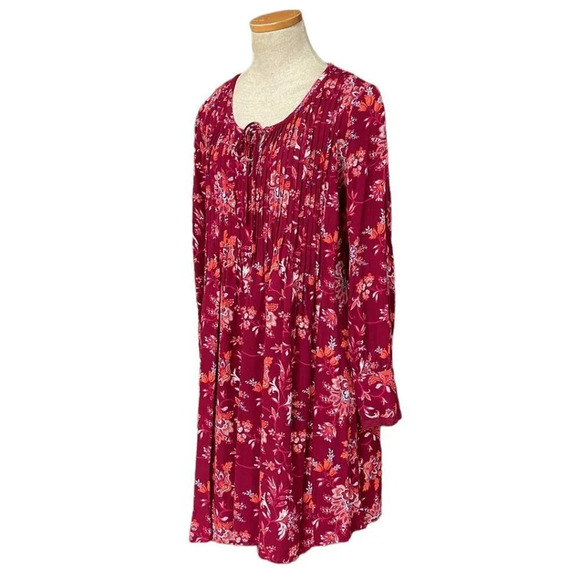 Sahalie Dress Long Sleeve Midi Red Floral Size Medium M - Picture 3 of 16